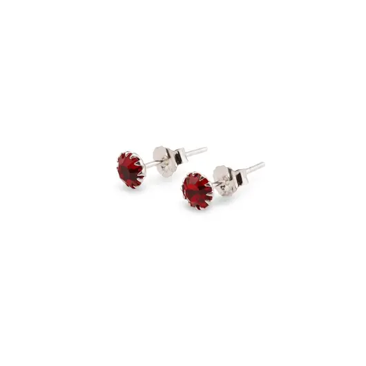 Cercei cu surub din Argint 925 si zircon rosu deschis, 4-5mm