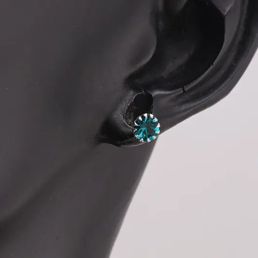 Cercei cu surub din Argint 925 si zircon turcoaz, 4-5mm, imagine 2