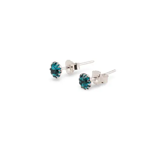 Cercei cu surub din Argint 925 si zircon turcoaz, 4-5mm