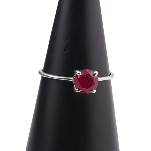 Inel din argint 925 subtire cu Agat roz, marimea 56 - montura tip prong, imagine 4