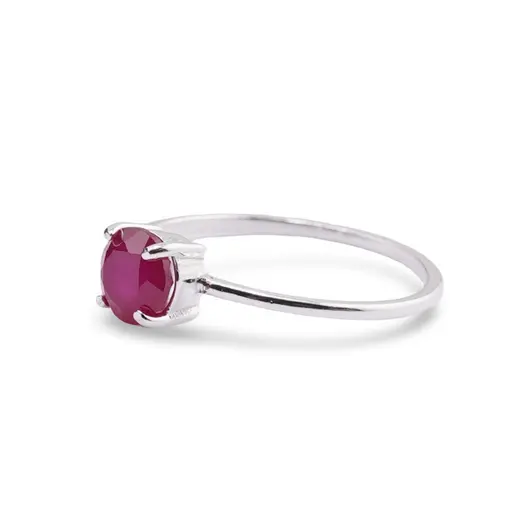 Inel din argint 925 subtire cu Agat roz, marimea 57 - montura tip prong