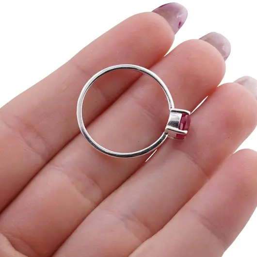 Inel din argint 925 subtire cu Agat roz, marimea 59 - montura tip prong, imagine 5