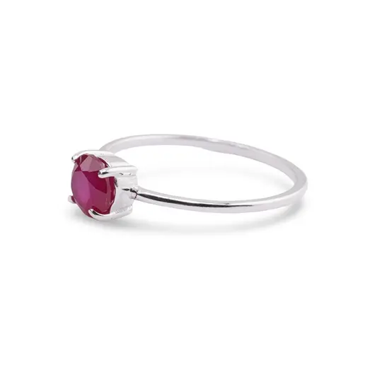 Inel din argint 925 subtire cu Agat roz, marimea 59 - montura tip prong
