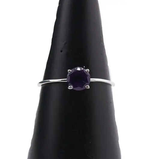 Inel din argint 925 subtire cu Ametist, marimea 57 - montura tip prong, imagine 4