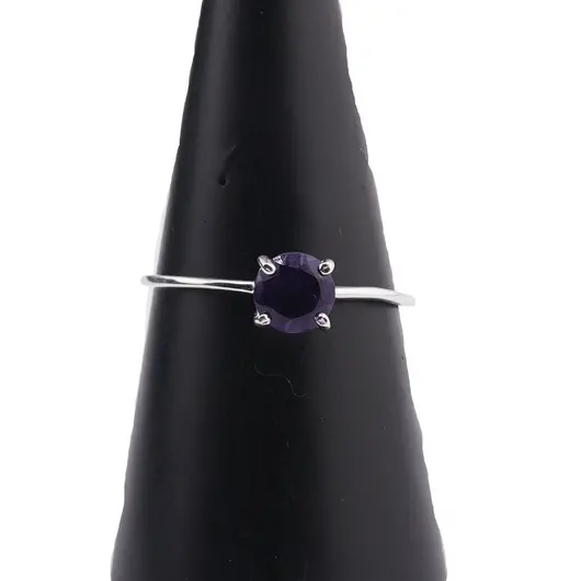 Inel din argint 925 subtire cu Ametist, marimea 59 - montura tip prong, imagine 4
