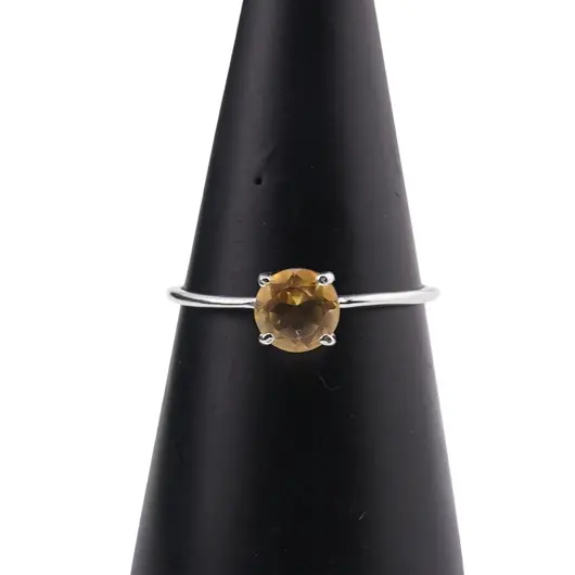 Inel din argint 925 subtire cu Citrin incrustat, marimea 59 - montura tip prong, imagine 4