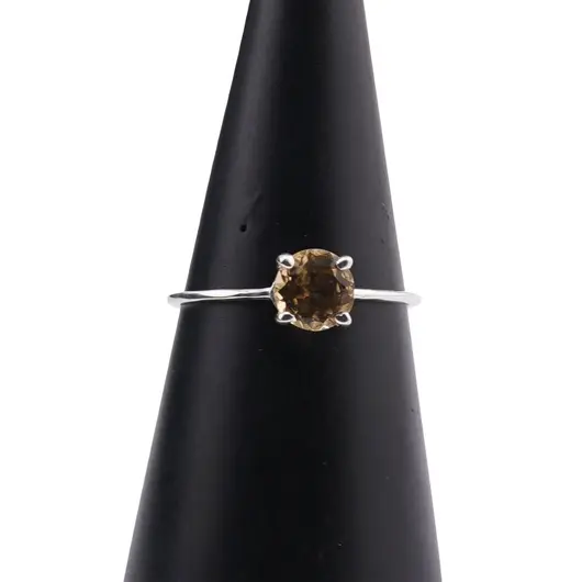 Inel din argint 925 subtire cu Citrin, marimea 55 - montura tip prong, imagine 4