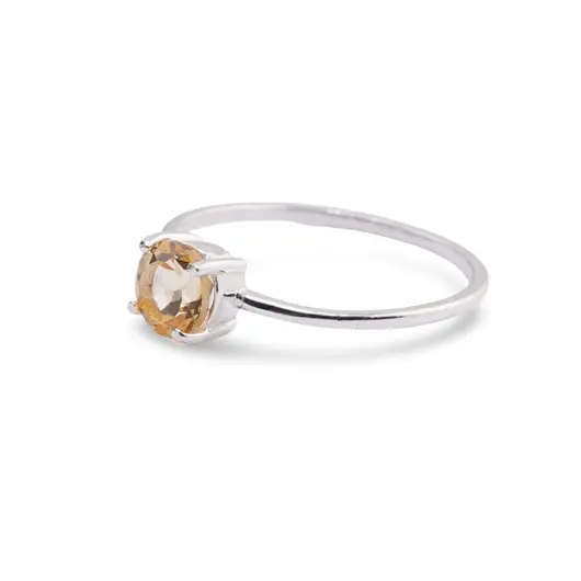 Inel din argint 925 subtire cu Citrin, marimea 59 - montura tip prong
