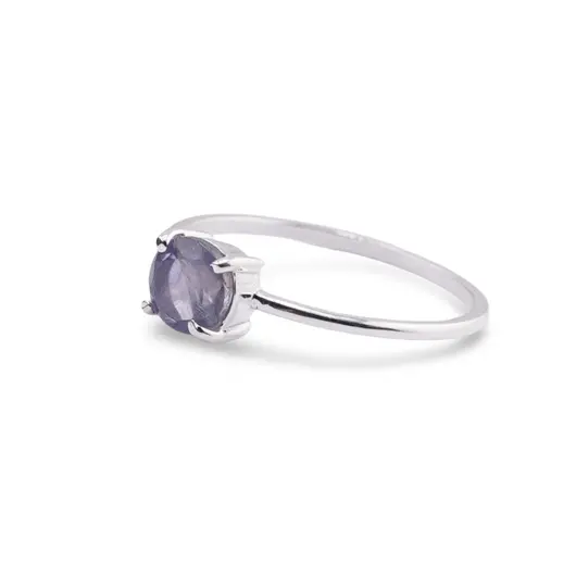 Inel din argint 925 subtire cu Iolith, marimea 57 - montura tip prong