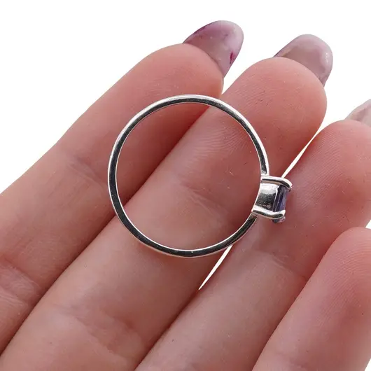 Inel din argint 925 subtire cu Iolith, marimea 59 - montura tip prong, imagine 5
