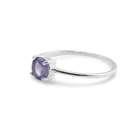 Inel din argint 925 subtire cu Iolith, marimea 59 - montura tip prong