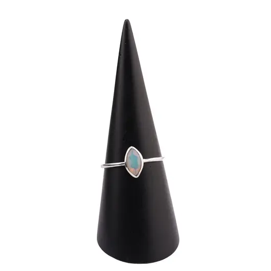 Inel din argint 925 subtire cu Opal de foc, marimea 52 - montura oval ascutit, imagine 4