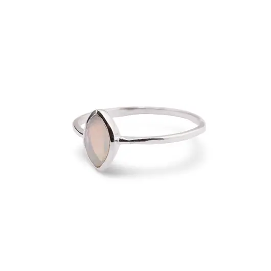 Inel din argint 925 subtire cu Opal de foc, marimea 52 - montura oval ascutit