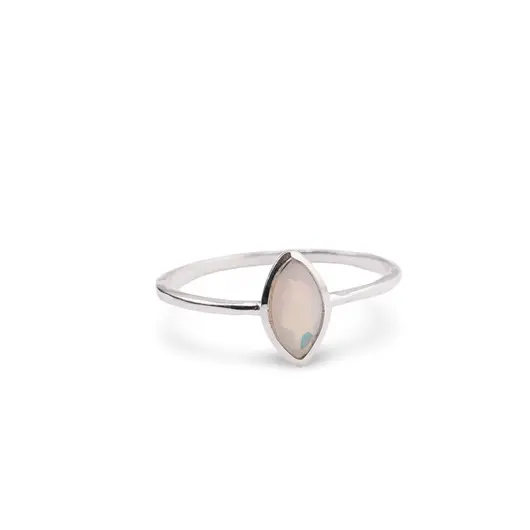 Inel din argint 925 subtire cu Opal de foc, marimea 52 - montura oval ascutit, imagine 2