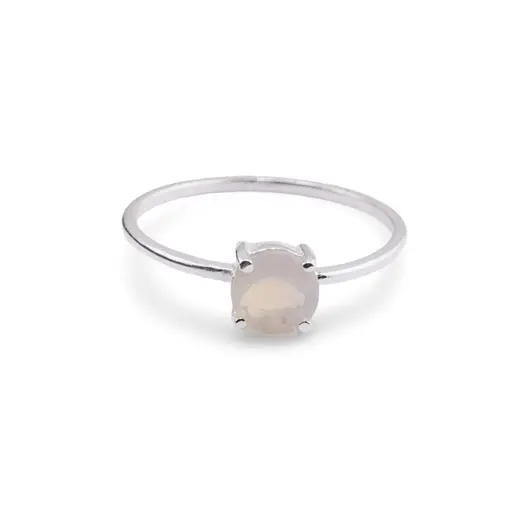 Inel din argint 925 subtire cu Opal de foc, marimea 57 - montura tip prong, imagine 2