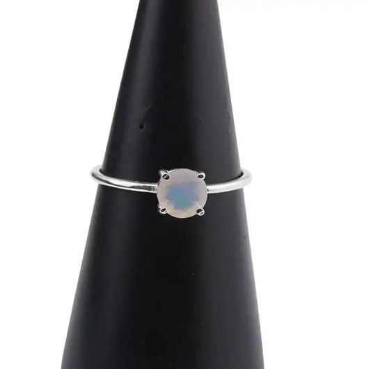 Inel din argint 925 subtire cu Opal de foc, marimea 57 - montura tip prong, imagine 4