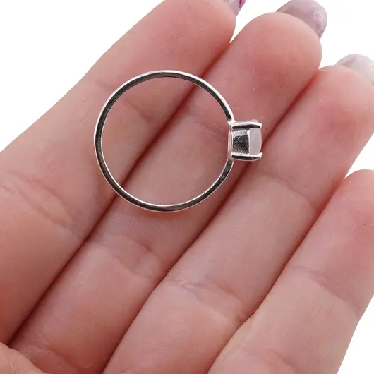Inel din argint 925 subtire cu Opal de foc, marimea 57 - montura tip prong, imagine 5