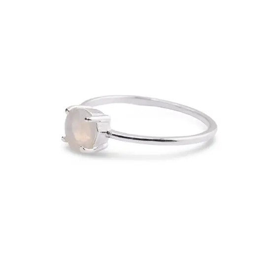 Inel din argint 925 subtire cu Opal de foc, marimea 57 - montura tip prong