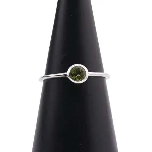 Inel din argint 925 subtire cu Peridot incrustat, marimea 54 - montura rotunda, imagine 4