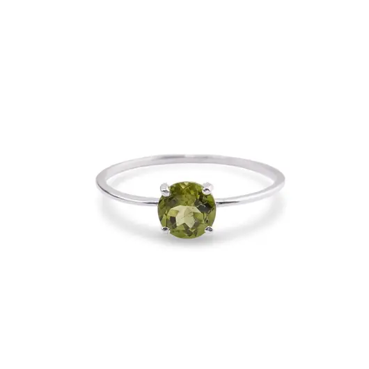 Inel din argint 925 subtire cu Peridot incrustat, marimea 59 - montura tip prong, imagine 2