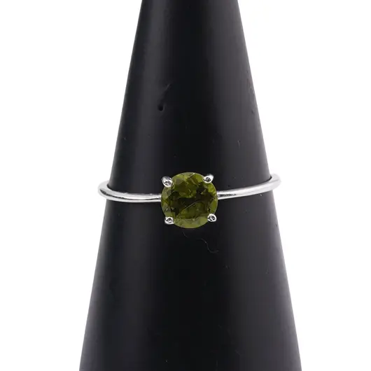 Inel din argint 925 subtire cu Peridot incrustat, marimea 59 - montura tip prong, imagine 4