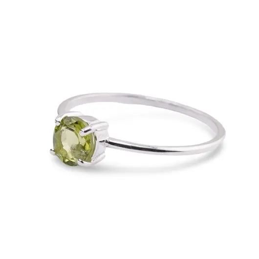 Inel din argint 925 subtire cu Peridot, marimea 59 - montura tip prong