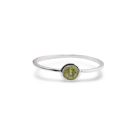 Inel din argint 925 subtire cu Peridot, marimea 60 - montura rotunda, imagine 2