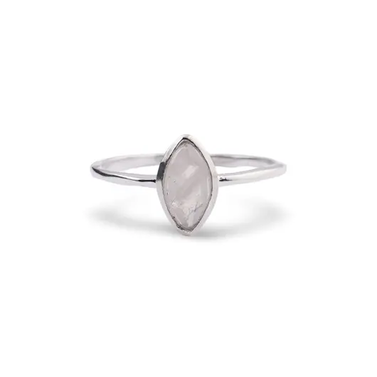 Inel din argint 925 subtire cu Piatra Lunii, marimea 52 - montura oval ascutit, imagine 2