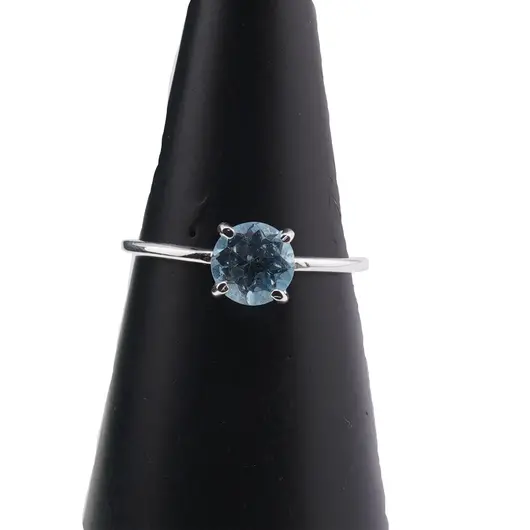Inel din argint 925 subtire cu Topaz, marimea 52 - montura tip prong, imagine 4