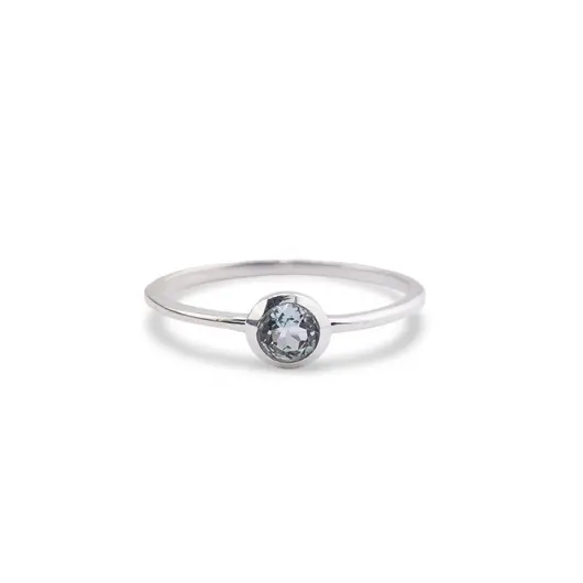 Inel din argint 925 subtire cu Topaz, marimea 53 - montura rotunda, imagine 2