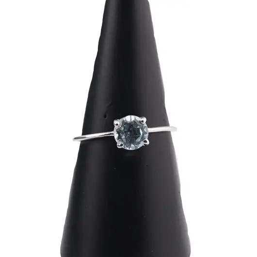 Inel din argint 925 subtire cu Topaz, marimea 53 - montura tip prong, imagine 4