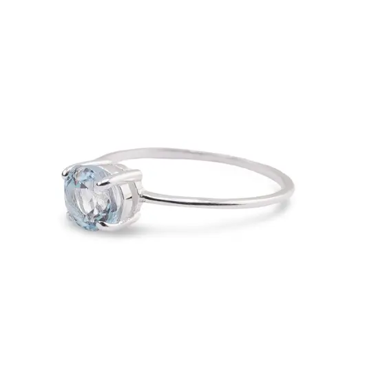 Inel din argint 925 subtire cu Topaz, marimea 53 - montura tip prong