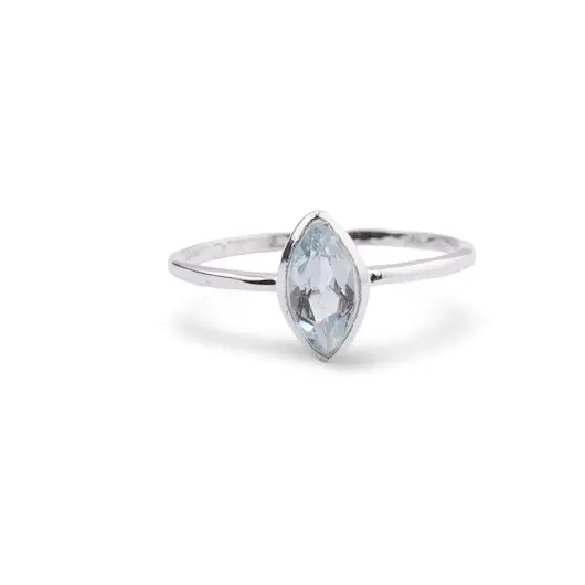 Inel din argint 925 subtire cu Topaz, marimea 54 - montura oval ascutita, imagine 2
