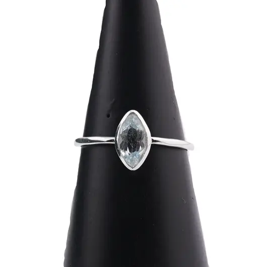 Inel din argint 925 subtire cu Topaz, marimea 54 - montura oval ascutita, imagine 4