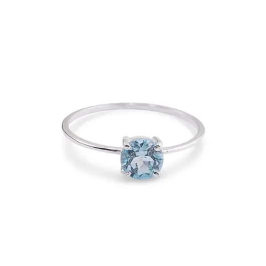 Inel din argint 925 subtire cu Topaz, marimea 59 - montura tip prong, imagine 2