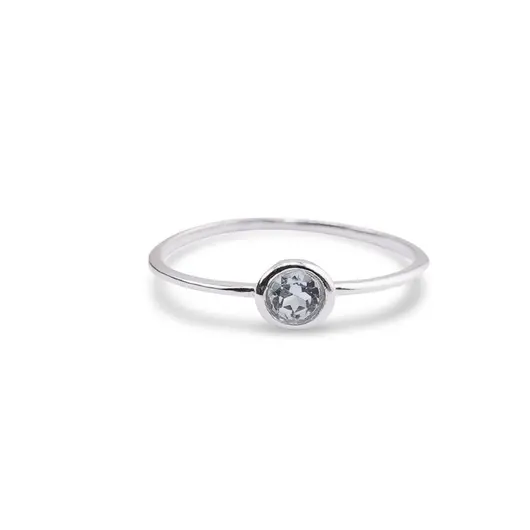 Inel din argint 925 subtire cu Topaz, marimea 60 - montura rotunda, imagine 2