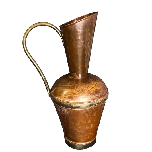 Vas decorativ din alama, model traditional cu toarta, 38cm