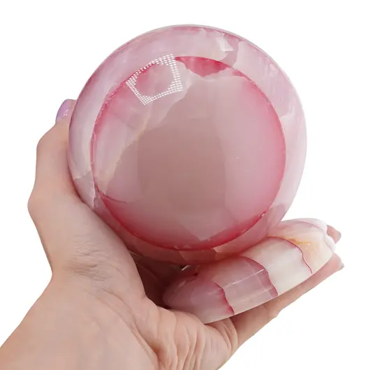 Sfera din Onix de Pakistan colorat cu suport, 9cm, imagine 3