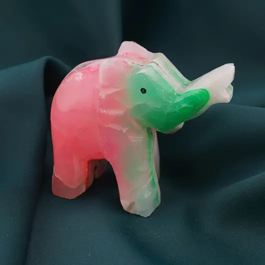 Figurina slefuita din Onix de Pakistan colorat, elefant - 6,5cm, imagine 2