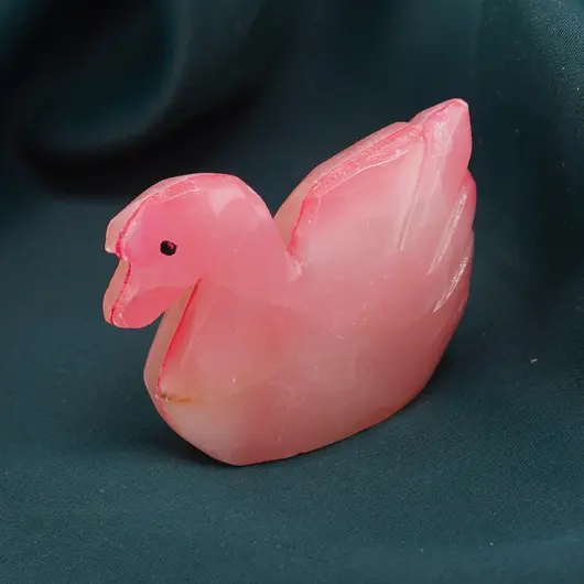Figurina slefuita din Onix de Pakistan colorat, lebada - 4,5cm, imagine 2