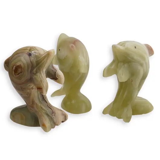 Figurina slefuita din Onix de Pakistan, delfin - 8cm