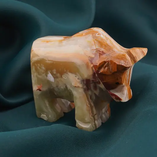 Figurina slefuita din Onix de Pakistan, taur - 8cm, imagine 2