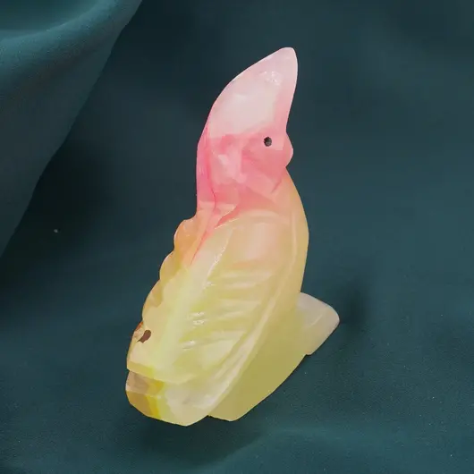 Figurina slefuita din Onix de Pakistan colorat, bufnita intoarsa - 8cm, imagine 2