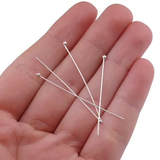 Accesoriu din Argint 925, tija cu bumb in capat, set 10 buc - 35x0,3mm, imagine 4