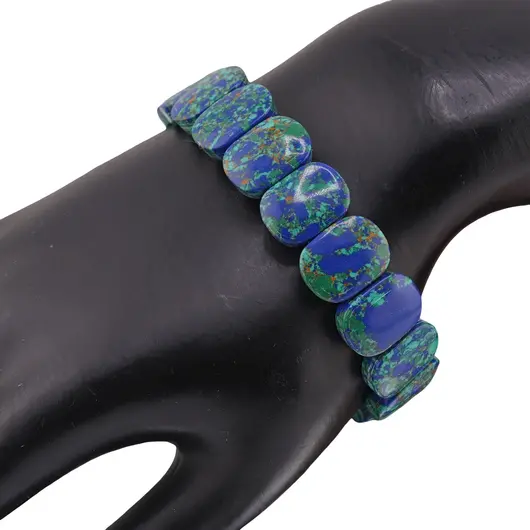 Bratara lata pe elastic Compozit albastru cu verde, oval, imagine 2