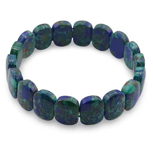 Bratara lata pe elastic Compozit albastru cu verde, oval