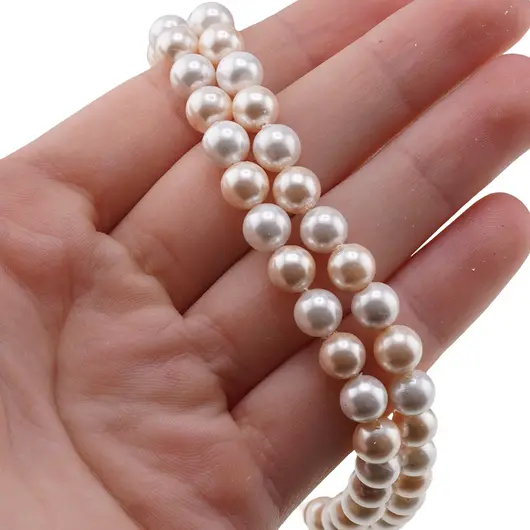 Colier Perle de Mallorca albe si crem, sfere 6mm, imagine 4