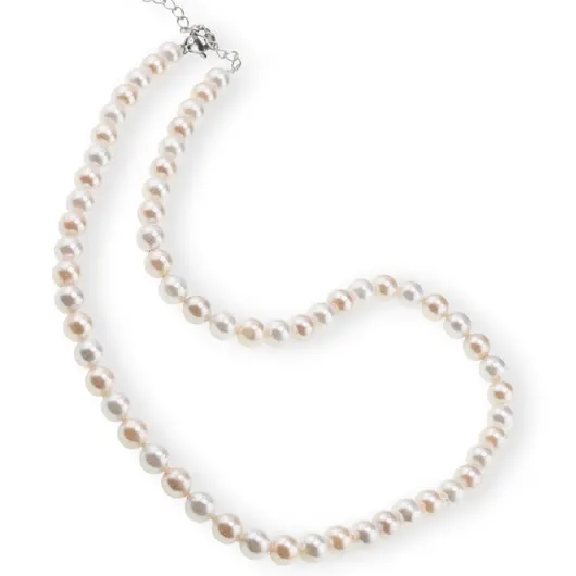 Colier Perle de Mallorca albe si crem, sfere 6mm