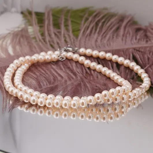 Colier Perle de Mallorca crem, sfere 4mm, imagine 2