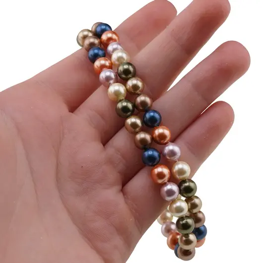 Colier Perle de Mallorca multicolore inchis, sfere 6mm, imagine 4